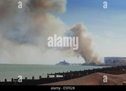 Eastbourne, East Sussex, UK. 30th July, 2014.Fire on Eastbourne Pier. © Credit:  David Burr/Alamy Live News Stock Photo