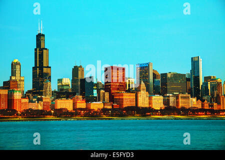 Chicago downtown cityscape in the morning Stock Photo