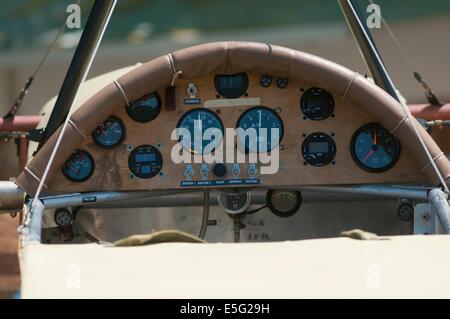 Cockpit of replica's old plane Bleriot XI, France Stock Photo