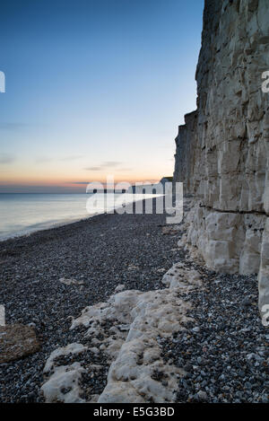 Beautiful landscape image of sunset over Birling Gap in England Stock Photo