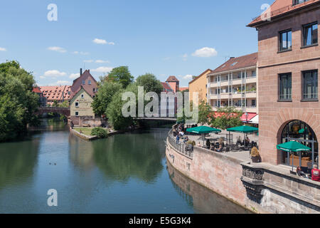 The river Pegnitz in the German city of Nuremberg. Stock Photo