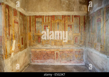 Original ancient frescoes in the House of Apollo, Pompeii, Naples, Italy Stock Photo