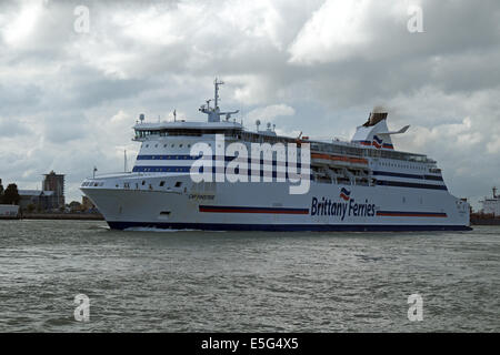 Brittany Ferries ship named Cap Finistere sailing away from Portsmouth Harbour. Stock Photo