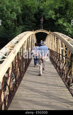 The Restored Jubilee Bridge over the River Derwent at Matlock Bath in Derbyshire Stock Photo