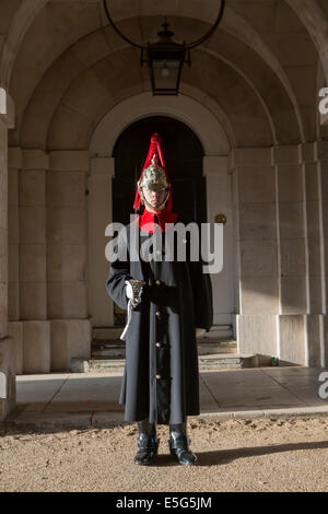 Europe, UK, England, London, Westminster, Whitehall, Horse guards parade, Horse Guards building, blues and royals guard on duty