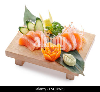 delicious sake (salmon) sahimi isolated on white background Stock Photo