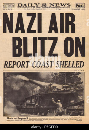1940 Daily News (New York) front page reporting Battle of Britain Stock Photo