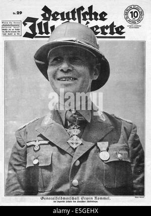 1942 Illustrierte Beobachter front page reporting Field Marshall Erwin Rommel in North Africa Stock Photo