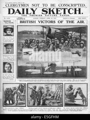 1918 Daily Sketch front page reporting the new Royal Air Force Stock Photo