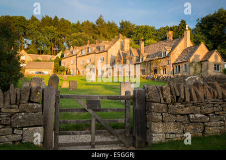 Setting sunlight on the town of Snowshill in the Cotswolds, Gloucestershire, England Stock Photo