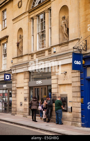 UK, England, Wiltshire, Bath, Quiet Street, Royal Bank of Scotland in elegant building Stock Photo