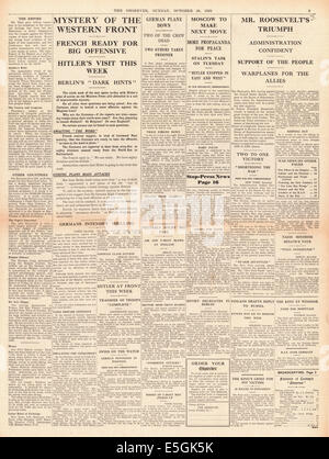 1939 The Observer page 9 reporting General war news Stock Photo