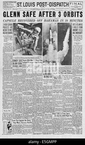 St Louis Post Dispatch newspaper displays John Glenn s historic space ...