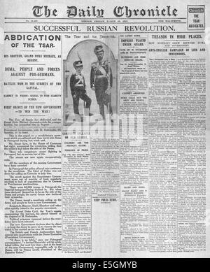 1917 Daily Chronicle front page reporting the Russian Revolution Stock Photo