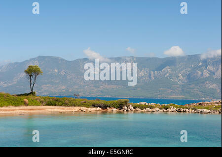 Sedir island in the Gulf of Gökova is surrounded by azure water, and known as Cleopatra's island Stock Photo