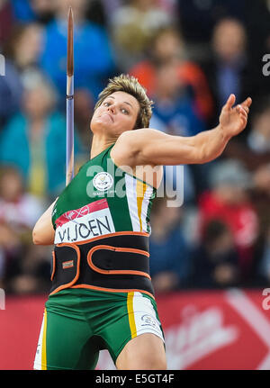 Glasgow, Scotland, UK. 30th July, 2014. Sunette Viljoen of South Africa in the womens javelin on day 7 of the 20th Commonwealth Games at Hampden Park Athletics stadium on July 30, 2014 in Glasgow, Scotland. Credit:  Roger Sedres/Alamy Live News Stock Photo