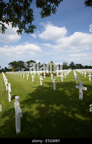 The American cemetery at Omaha Beach, Normandy, France. Here is about 10,000 American soldiers buried. Stock Photo