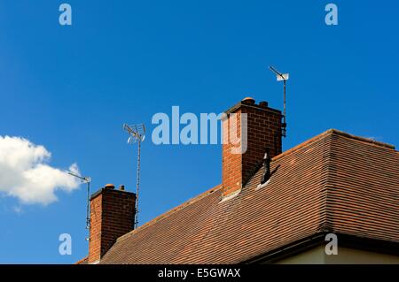 Chimneys on a housing estate Nottingham England uk Stock Photo