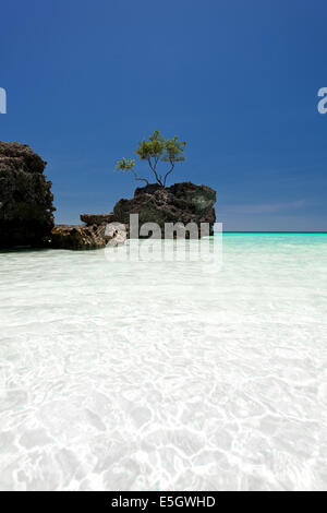 Willy's rock on island Boracay, Philippines. Boat Station One, White beach place. Stock Photo