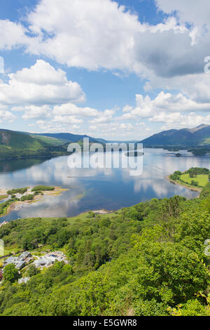 Derwent Water Lake District National Park Cumbria south of Keswick surrounded by mountains elevated view Stock Photo