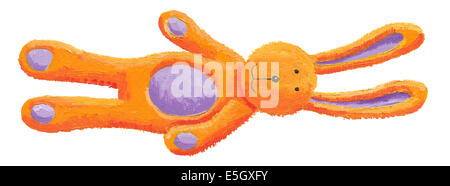 Acrylic illustration of cute orange bunny toy Stock Photo