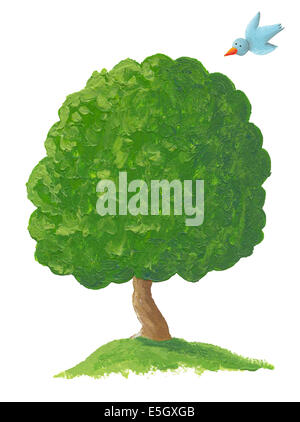 lonely tree with blue leaves on a white background Stock Photo - Alamy