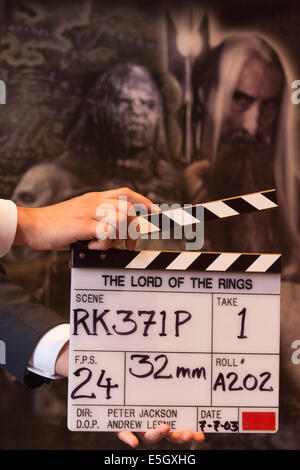 Bonhams Lord of the Rings film props sale from the collection of Sir Christopher Lee, clapper board from the Return of the King Stock Photo