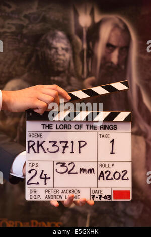 Bonhams Lord of the Rings film props sale from the collection of Sir Christopher Lee, clapper board from the Return of the King Stock Photo