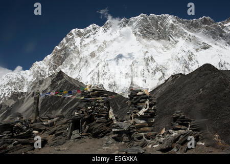 The mountain called Lhotse which is the forth highest mountain in the world at 8,414 m Stock Photo