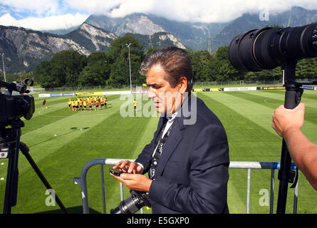 Bad Ragaz, Switzerland. 31st July, 2014. Former head coach of Costa Rica, Jorge Luis Pinto from Colombia, stands at Borussia Dortmund's training camp in Bad Ragaz, Switzerland, 31 July 2014. The German soccer Bundesliga prepares for the up-coming season 2014/15 until 06 August. Photo: KARL-JOSEF HILDENBRAND/dpa/Alamy Live News Stock Photo