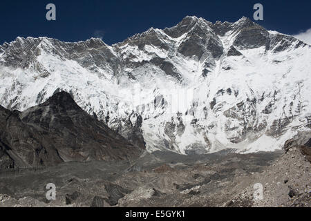 The mountain called Lhotse which is the forth highest mountain in the world at 8,414 m Stock Photo