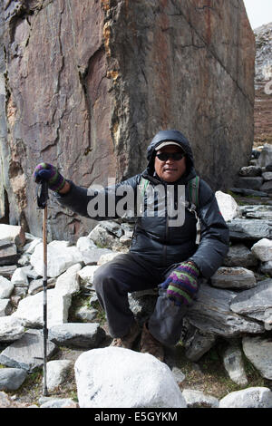 Sherpa's working in the Everest region in Nepal. Sherpa people are an ethnic group in eastern area of the country Stock Photo