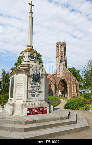 Greyfriars Tower With The War Memorial In The Foreground Tower Gardens King's Lynn Norfolk UK Stock Photo