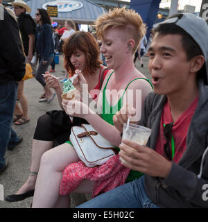 People enjoying Summerfest in Milwaukee, Wisconsin, USA Stock Photo