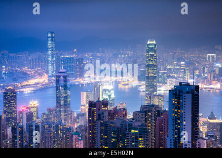 Magnificent view from Victoria Peak at night, Hong Kong. Stock Photo