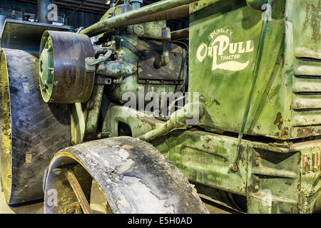 Vintage Rumely Oil Pull Tractor, close up, Mennonite Heritage Village, Steinbach, Manitoba, Canada Stock Photo