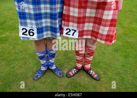 detail of female competitors to highland dancing competition at Braemar Junior Highland Games in July in Scotland United Kingdom Stock Photo