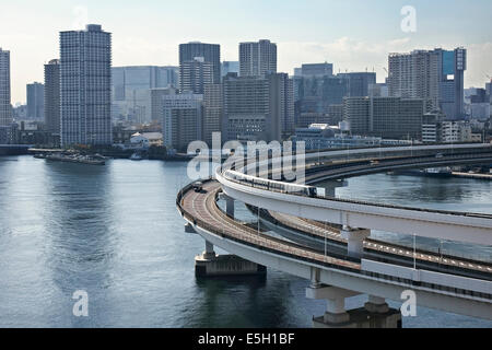 The loop-line of the Rainbow bridge, Tokyo, Japan. Stock Photo