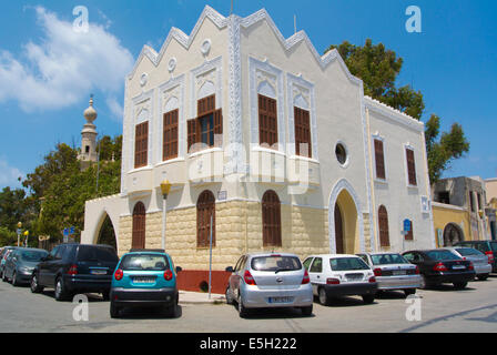 Italian era architecture, new town, Rhodes city, Rhodes island, Dodecanese islands, Greece, Europe Stock Photo