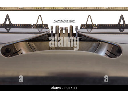 The Words "curriculum vitae" written on a typewriter Stock Photo