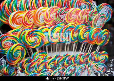 Lollipops on display at a traditional shop in Bath