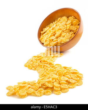 corn flakes in bowl isolated on white background Stock Photo