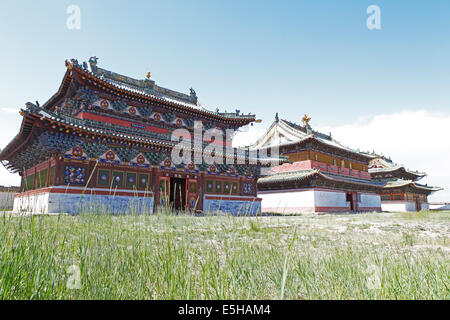 Main, east and west temples in the Erdene Zuu Monastery, Karakorum, Kharkhorin, southern steppe, Övörkhangai Province Stock Photo