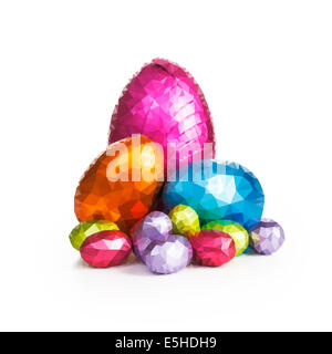 Easter eggs created from polygons illustration on white background Stock Photo