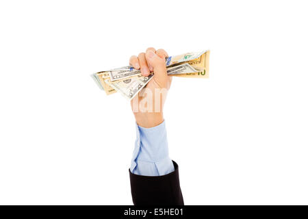 businessman's hand holding a handful of dollars. Stock Photo