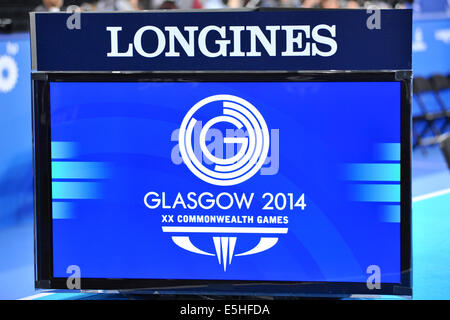 Glasgow, Scotland, UK. 31st July, 2014. One of the Longines display screens at the XX Commonwealth Games, Glasgow. Credit:  Michael Preston/Alamy Live News Stock Photo