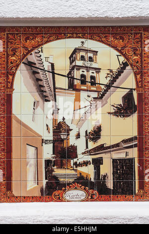 Spain Andalucia, Marbella, Wall tile of old town Stock Photo