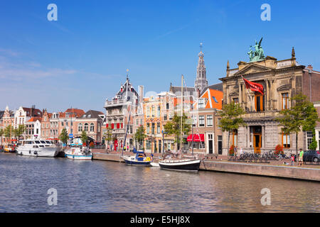 The city of Haarlem, The Netherlands along the Spaarne river Stock Photo