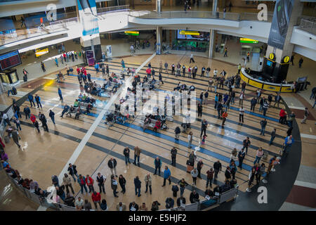 O. R. Tambo International Airport hall with waiting greeters, Johannesburg, South Africa Stock Photo