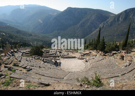 Greece. City of Delphi. 8th century BC-2nd century AD. View over the Theatre. Stock Photo